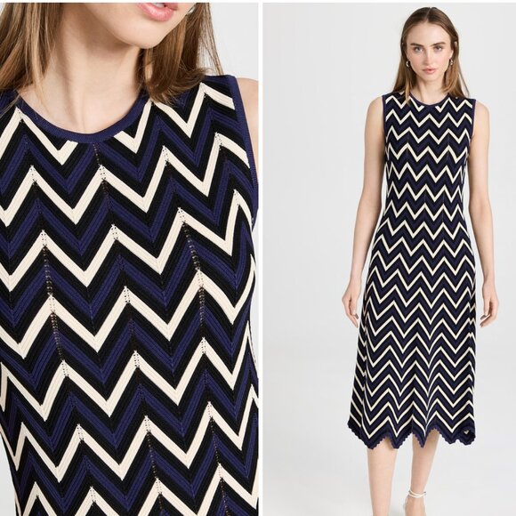 Shoshanna Leia Dress SHOPBOP in Navy/Ivory/Jet XL NWOT - Picture 8 of 9